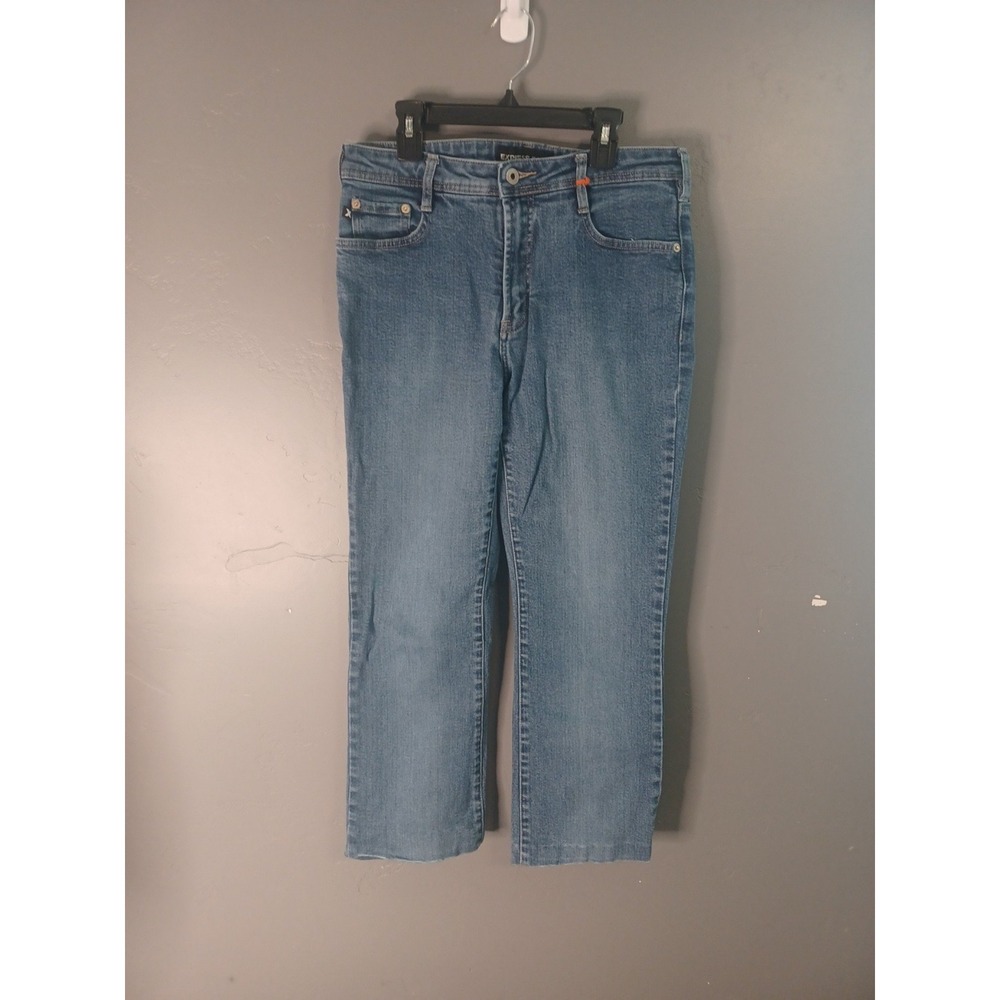 Express Jeans Stretch Fit & Flare Medium Wash Blue Denim Pants Womens 9/10 L